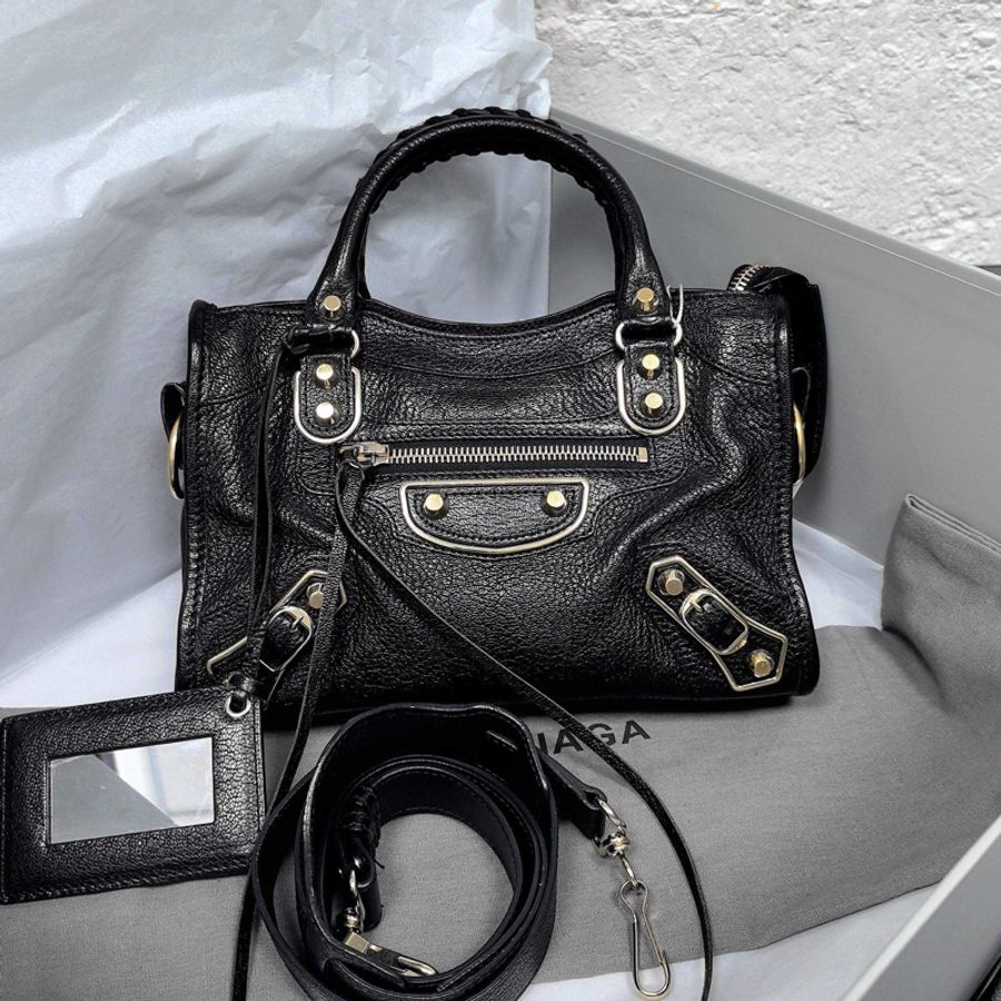Balenciaga 巴黎世家 Metallic Edge Mini City 小羊皮機車包 黑金 mini-0