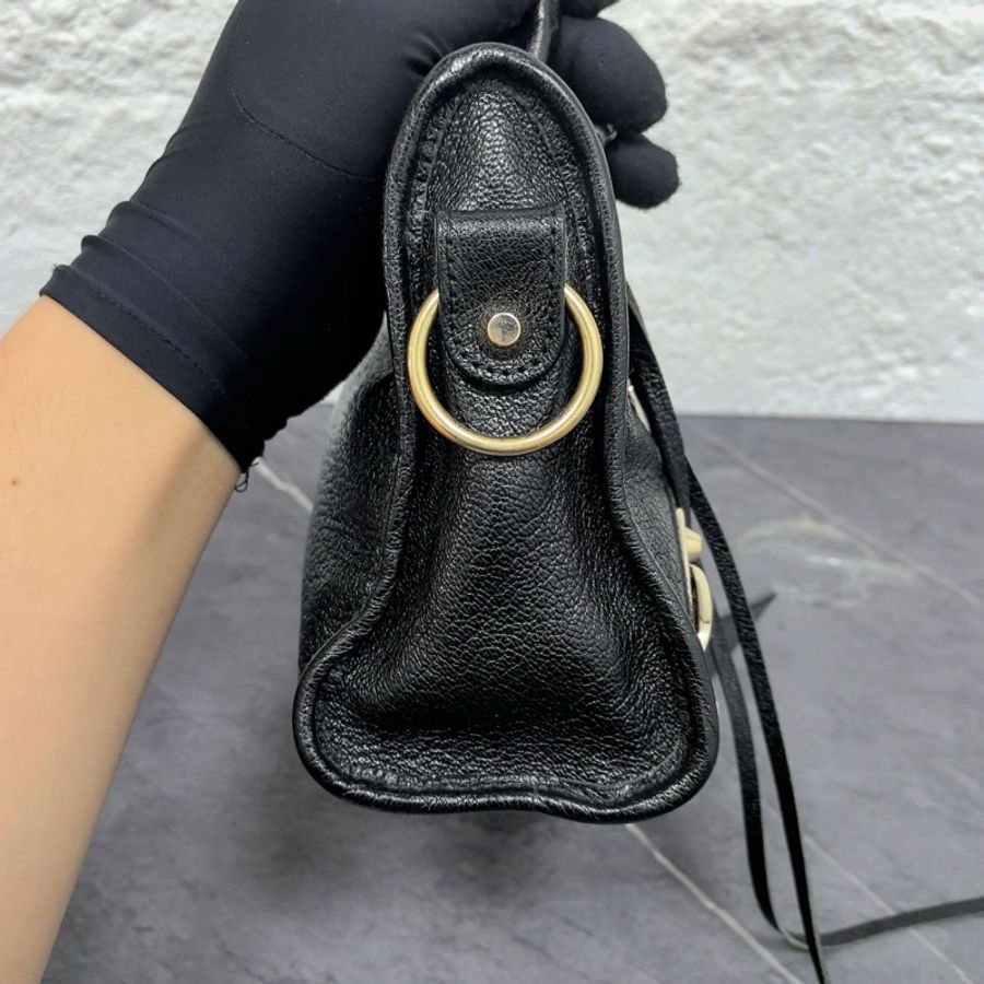 Balenciaga 巴黎世家 Metallic Edge Mini City 小羊皮機車包 黑金 mini-1