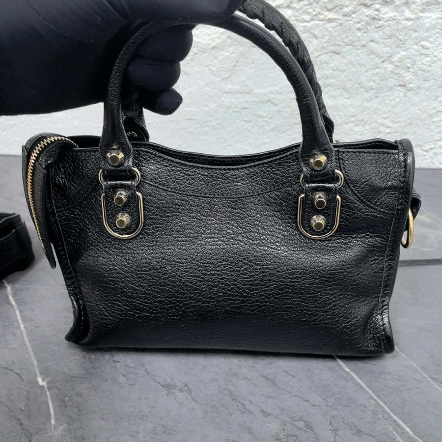 Balenciaga 巴黎世家 Metallic Edge Mini City 小羊皮機車包 黑金 mini-2