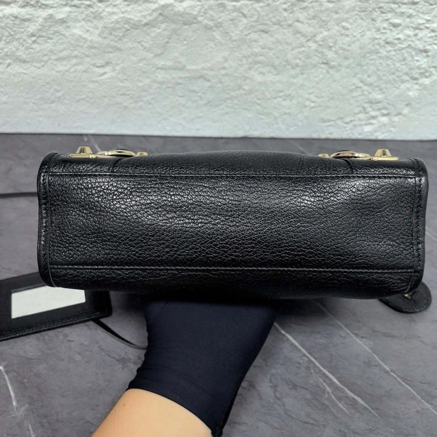 Balenciaga 巴黎世家 Metallic Edge Mini City 小羊皮機車包 黑金 mini-5