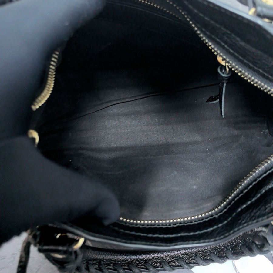 Balenciaga 巴黎世家 Metallic Edge Mini City 小羊皮機車包 黑金 mini-8