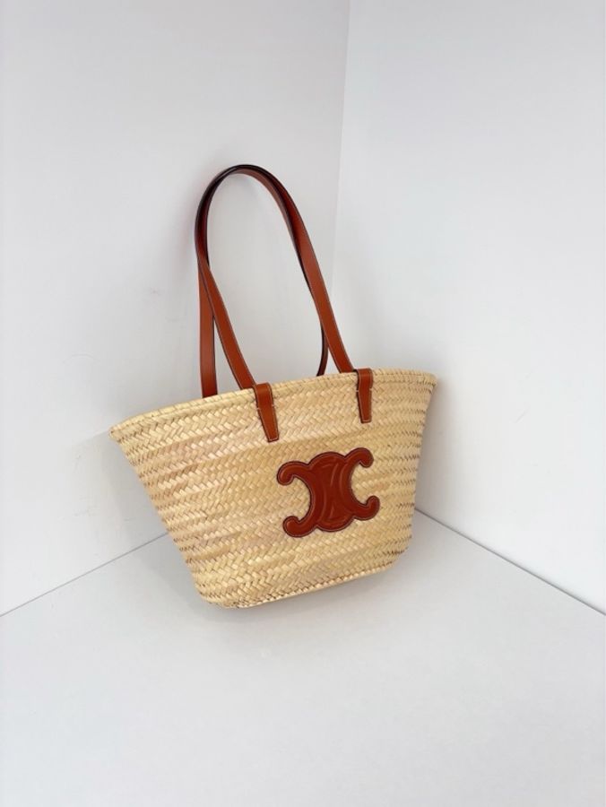 ✨Celine賽琳|凱旋門焦糖草編菜籃子Triomphe Tote|99新|23年編碼-3