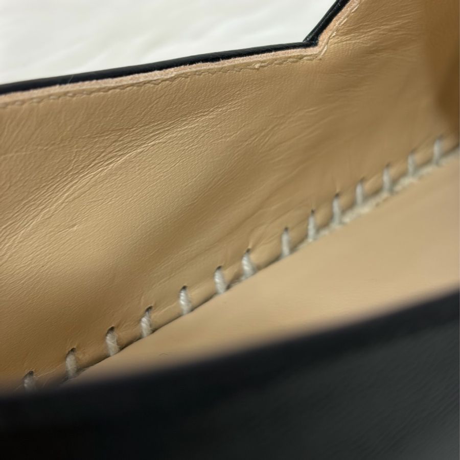 CHANEL G29762 黑色 漆亮羊皮 厚底 鉛筆鞋 鬆餅鞋 草編鞋 休閒鞋 平底鞋-10