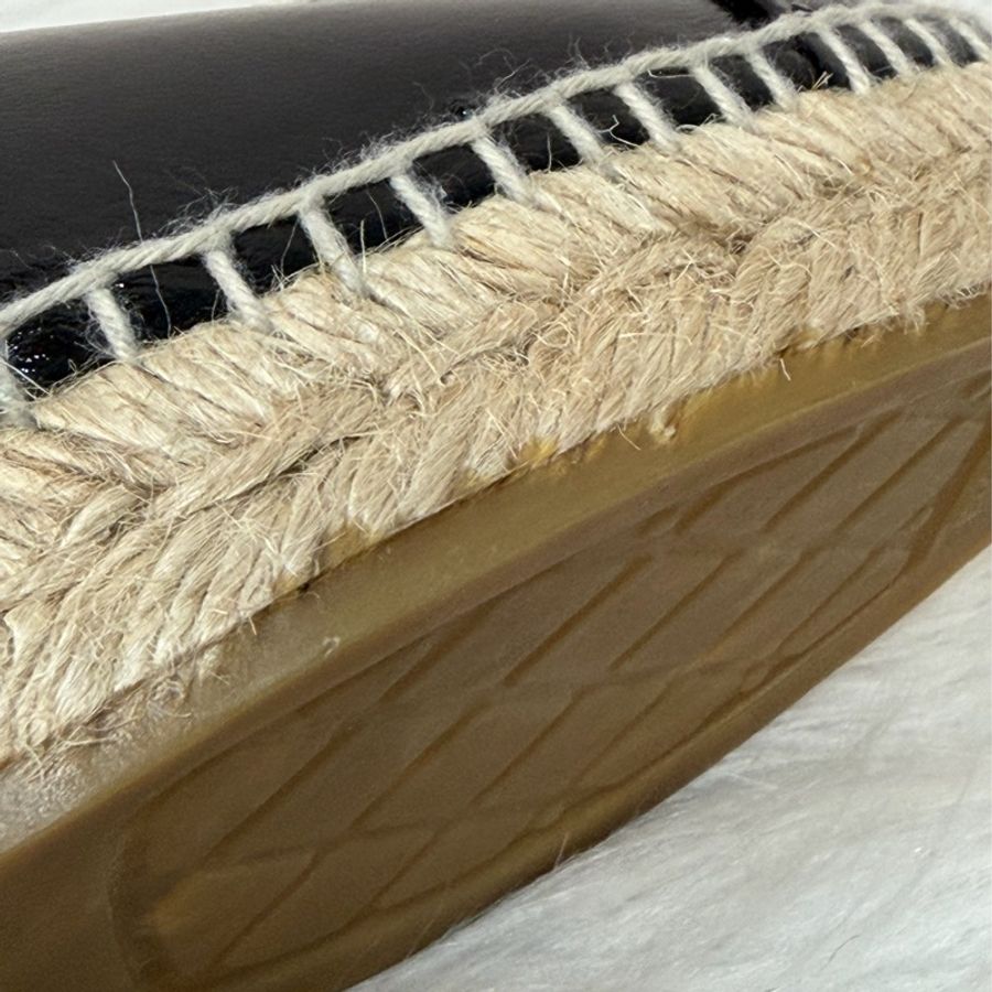 CHANEL G29762 黑色 漆亮羊皮 厚底 鉛筆鞋 鬆餅鞋 草編鞋 休閒鞋 平底鞋-27