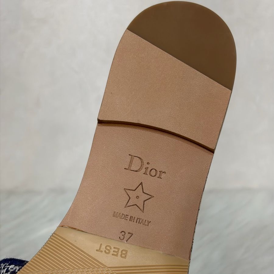 DIOR KCQ209TJE_S68B 亮藍色刺繡棉布和 Toile de Jouy 法式印花圖騰涼鞋-18