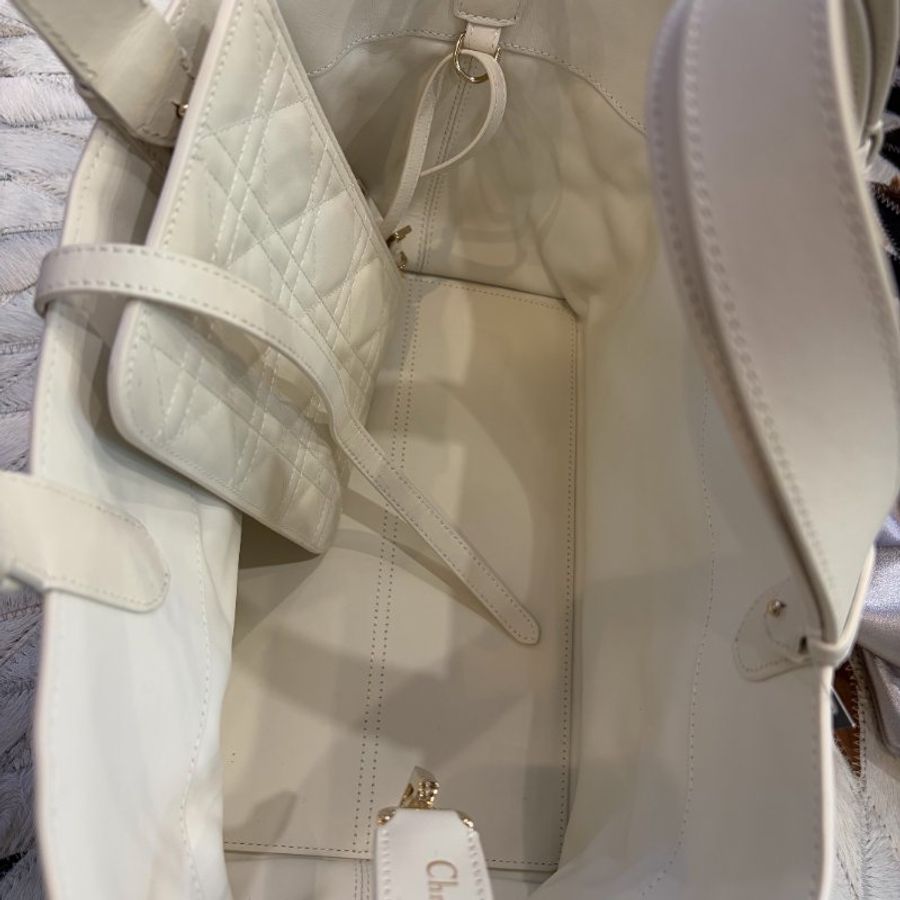 DIOR 格紋Toujurs手提包 白-2