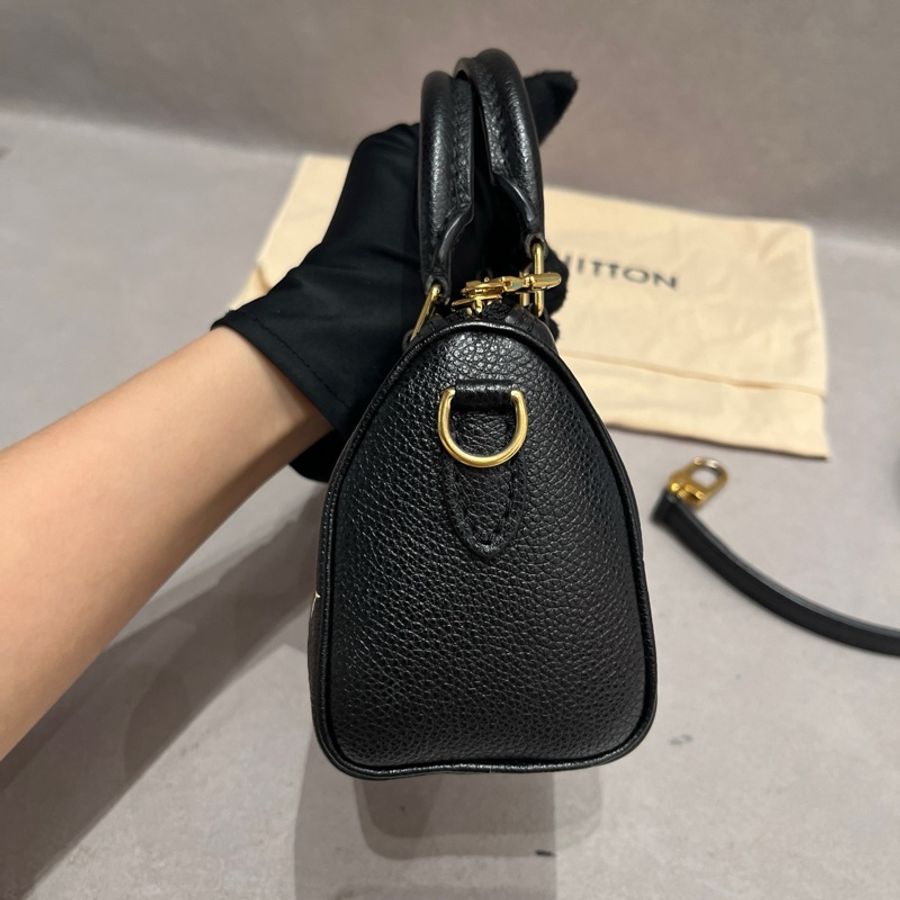 路易威登 LV speedy nano黑白熊貓全皮壓紋mini枕頭包手提包斜挎包 金扣 芯片款-2