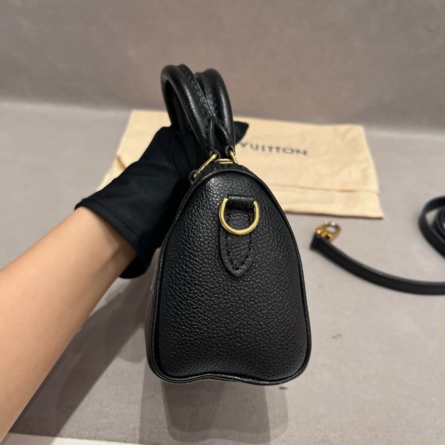 路易威登 LV speedy nano黑白熊貓全皮壓紋mini枕頭包手提包斜挎包 金扣 芯片款-4
