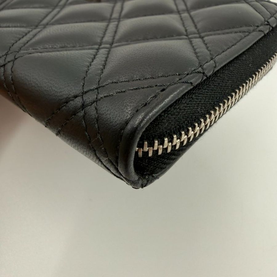 CHANEL - 黑色羊皮琺瑯銀釦拉鍊零錢卡包-6