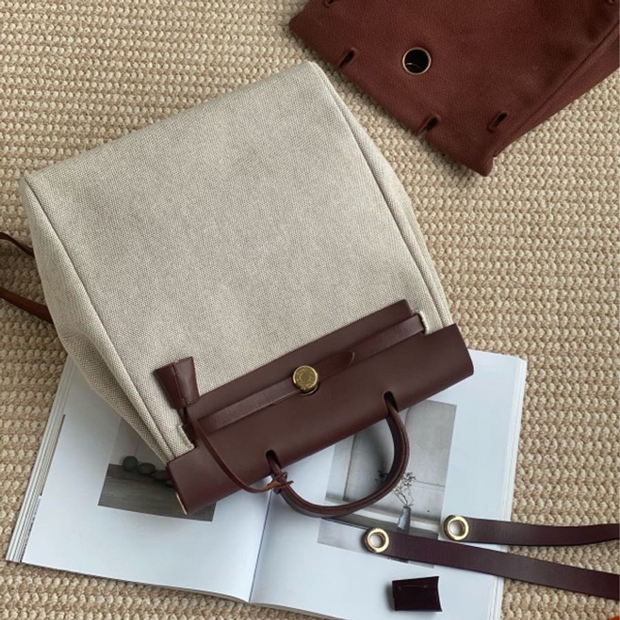 愛馬仕hermes herbag31金棕双肩/双袋 背包-10