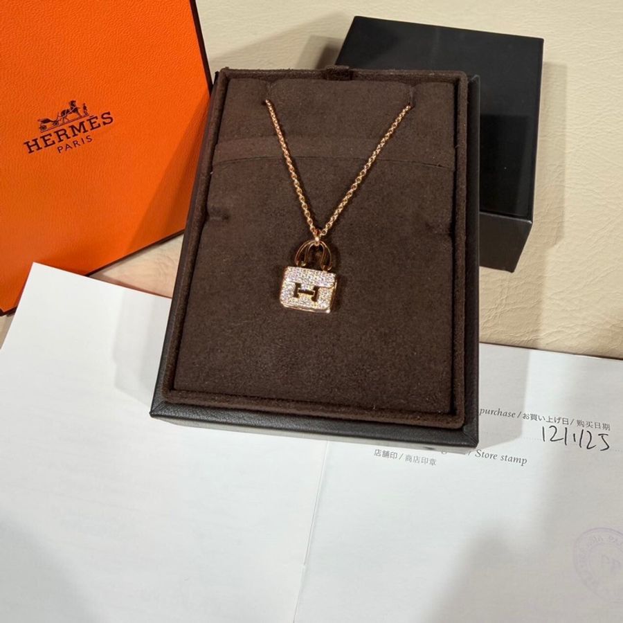 HERMES 愛馬仕 玫瑰金康康項鍊 25年-3