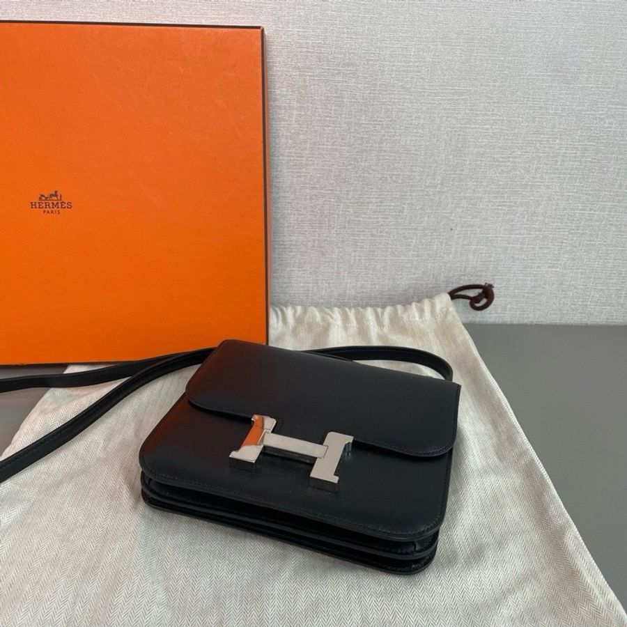 🐎Hermes愛馬仕🧡 constance 康康19 黑銀✨ swift皮 98新 D刻-6