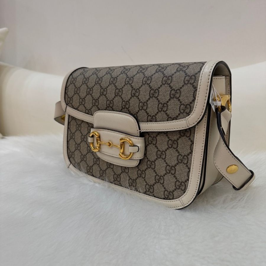 GUCCI 1955老花帆布米白色 斜背包肩背包-3