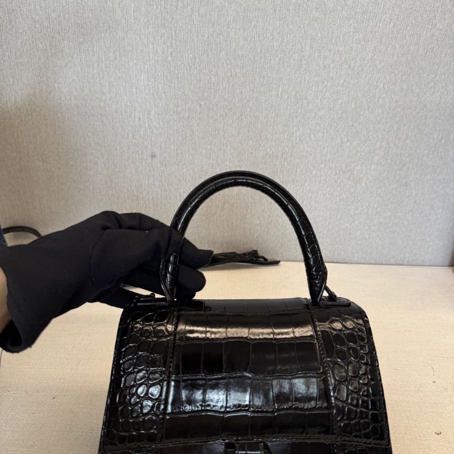 Balenciaga 鱷魚壓紋so black 沙漏包 S號-3