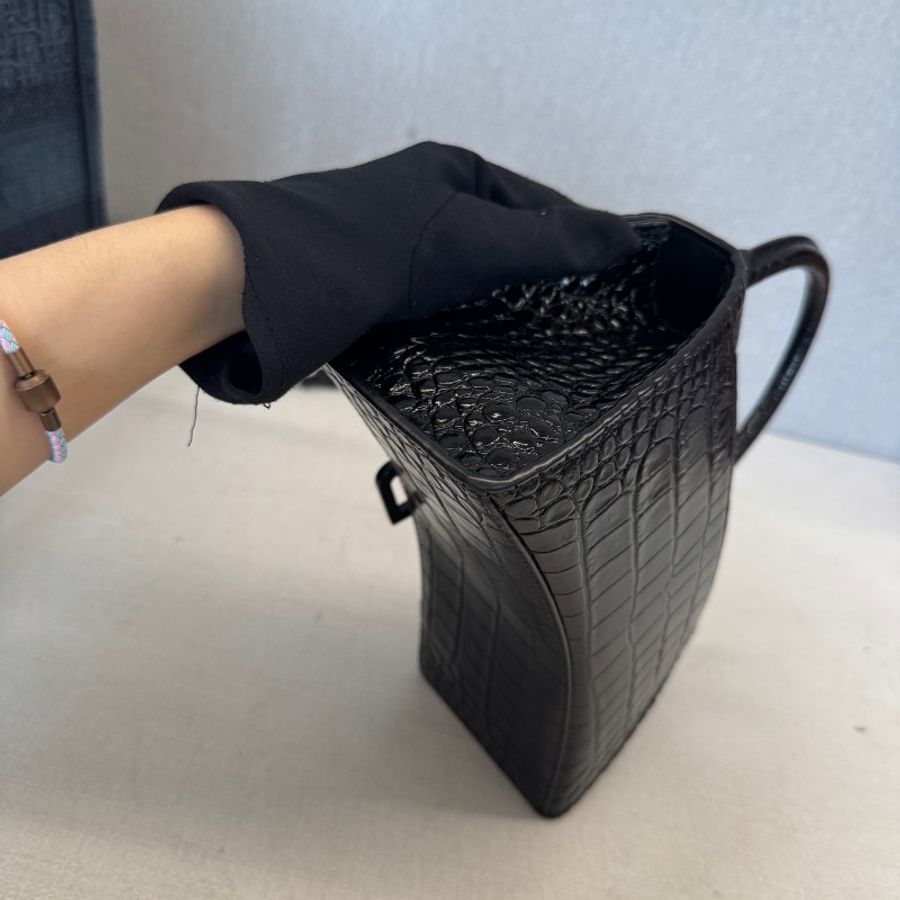 Balenciaga 鱷魚壓紋so black 沙漏包 S號-4