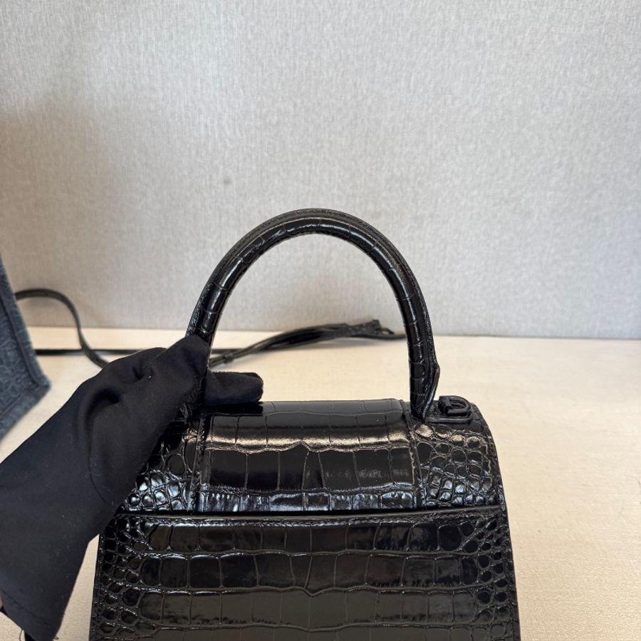 Balenciaga 鱷魚壓紋so black 沙漏包 S號-8