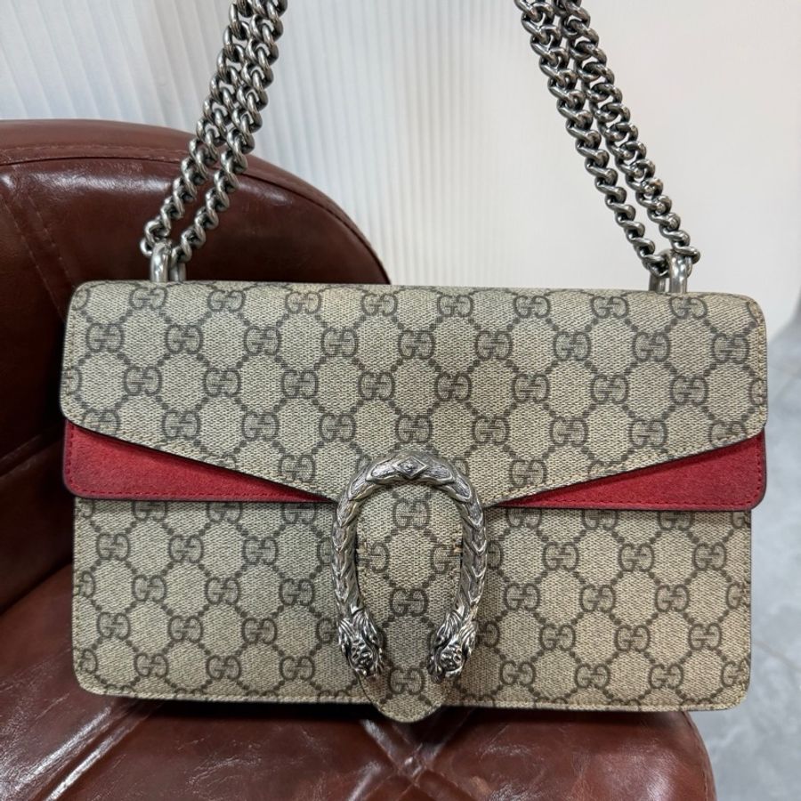 GUCCI 古驰 Dionysus 中号红色酒神链条包-3