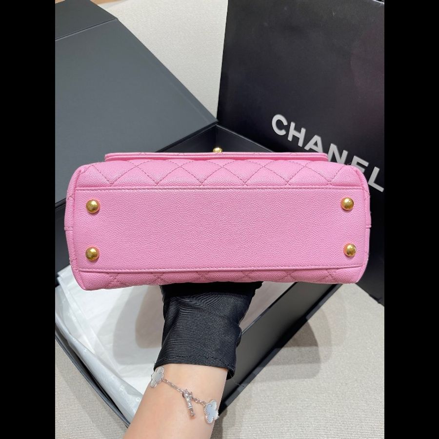 CHANEL 23p coco handle 粉色荔枝牛皮 晶片款-3