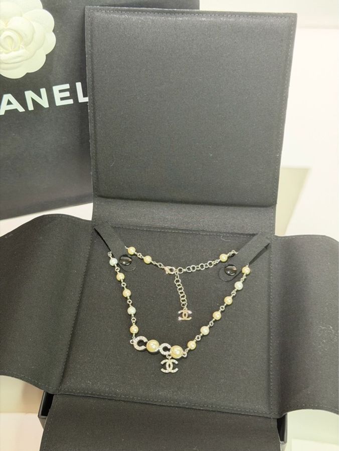 CHANEL｜coco 字母珍珠水鑽項鏈-5