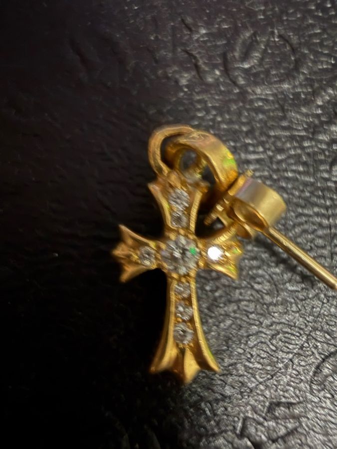 Chrome hearts 克羅心 22k 白鑽 bbf耳環-1