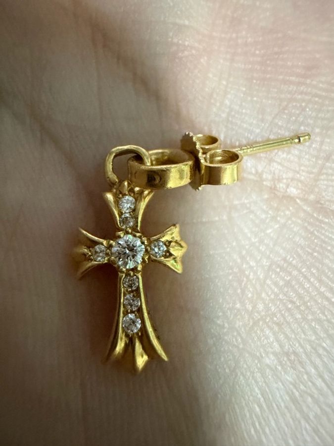 Chrome hearts 克羅心 22k 白鑽 bbf耳環-2