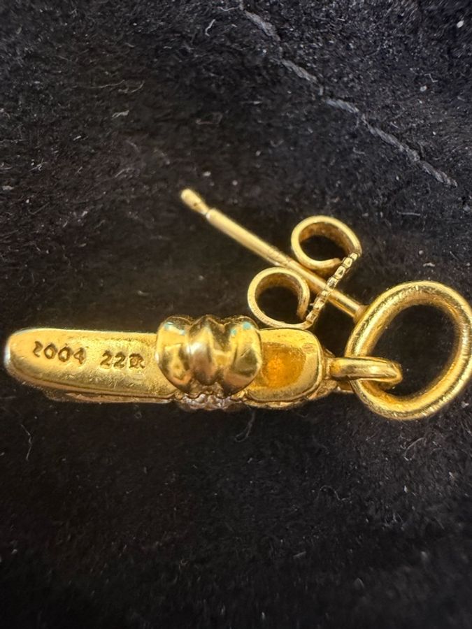 Chrome hearts 克羅心 22k 白鑽 bbf耳環-4