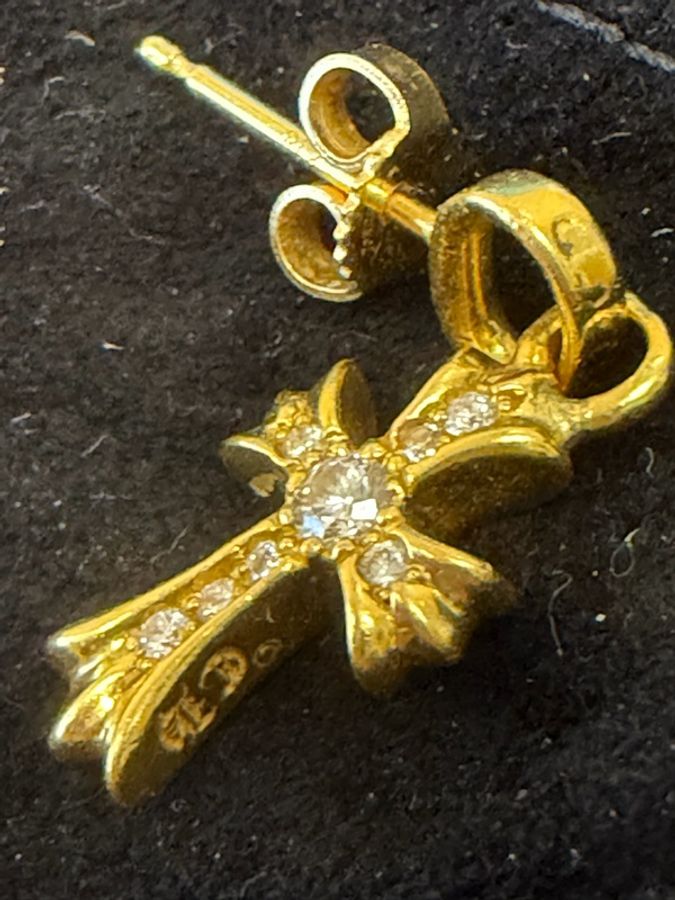 Chrome hearts 克羅心 22k 白鑽 bbf耳環-5