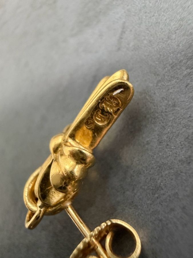 Chrome hearts 克羅心 22k 白鑽 bbf耳環-7