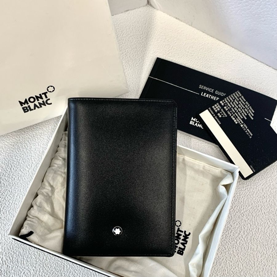未使用  MONTBLANC  萬寶龍 大班系列  六角白星品牌標識 牛皮 對折  卡包錢包 男-9