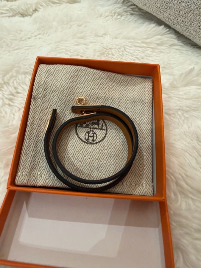 Hermes/ Kelly Double Tour雙圈手環/ 黑金-0
