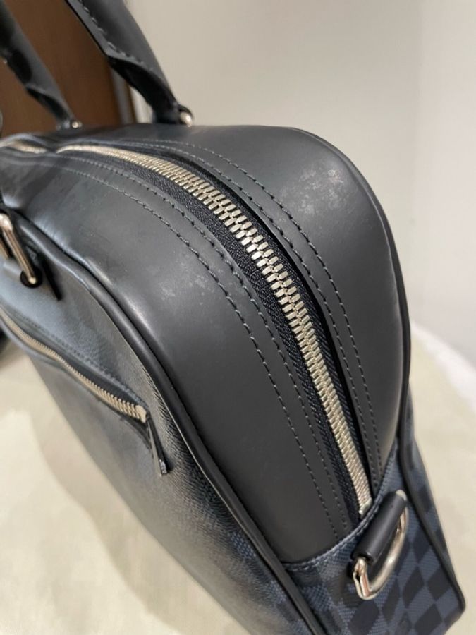 Louis Vuitton 路易威登 黑藍色棋盤格手提斜挎公文包尺寸38-8