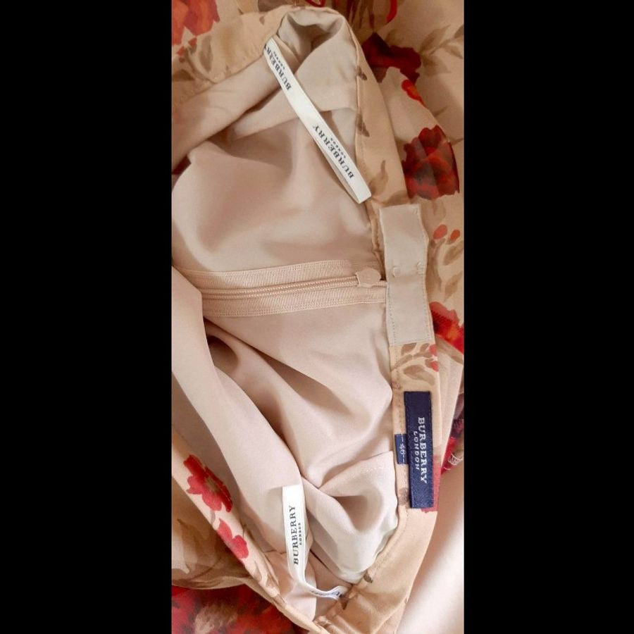 BURBERRY 博柏利 LONDON 女印花滿版內裏絲質大裙擺長裙40號-7