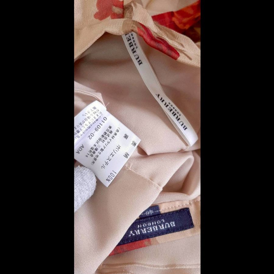 BURBERRY 博柏利 LONDON 女印花滿版內裏絲質大裙擺長裙40號-8