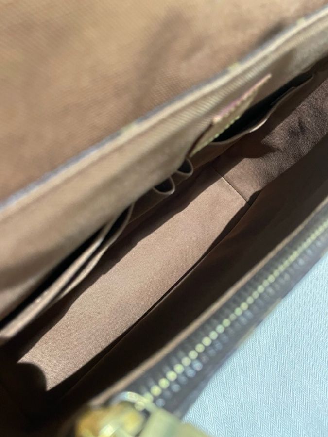 Louis Vuitton 路易威登 Saumur 棕色時尚老花印花可調節肩帶翻蓋開合 帆布拼皮 郵差包單肩斜挎包-6