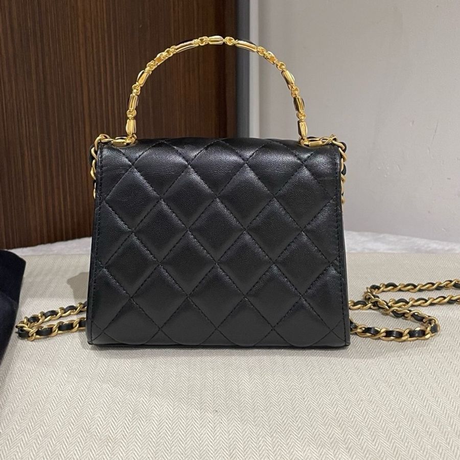 Chanel香奈兒黑金 鏤空琺瑯手柄 Kelly芯片款,配件防塵袋-1