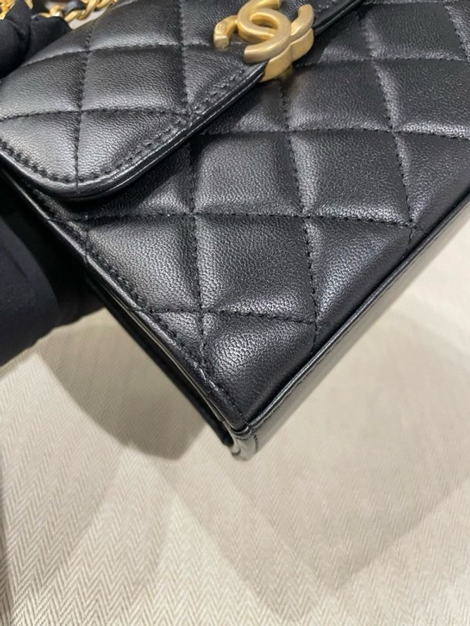 Chanel香奈兒黑金 鏤空琺瑯手柄 Kelly芯片款,配件防塵袋-5