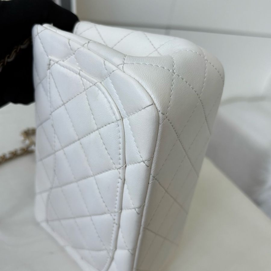 Chanel香奈兒 金球方胖子白金羊皮芯片款-9