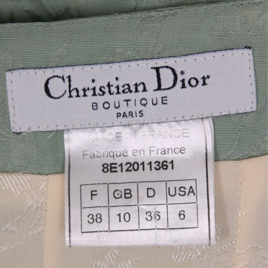 Dior 绿色真丝图案半裙-14