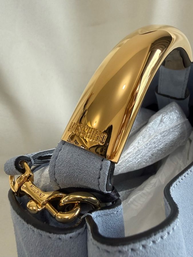 Moschino Couture Milano「Handle Me」Azure Handbag 麂皮手提包 – 藍 | 全新-11