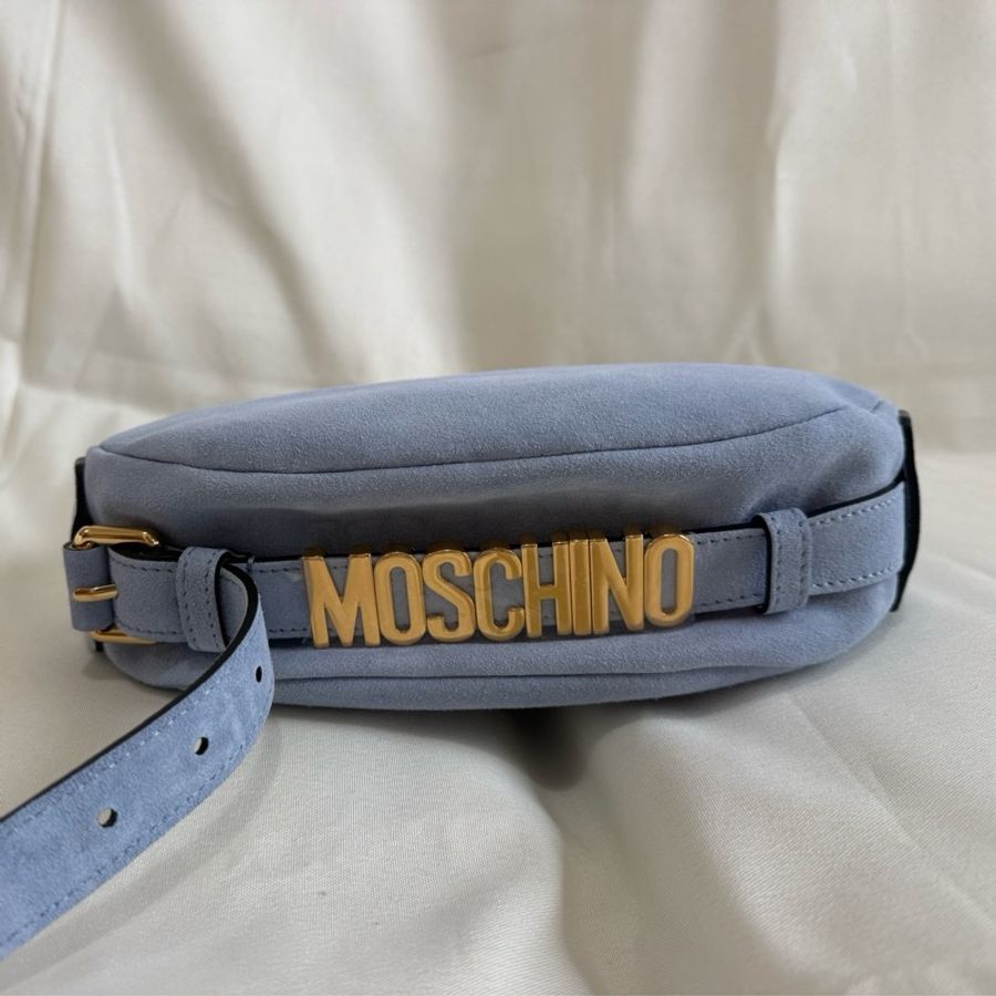 Moschino Couture Milano「Handle Me」Azure Handbag 麂皮手提包 – 藍 | 全新-14