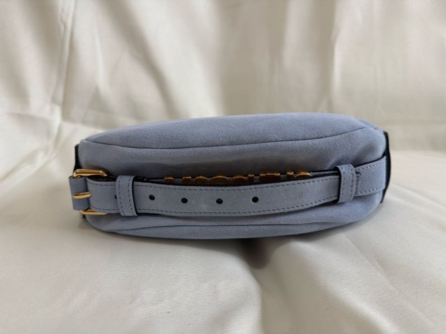 Moschino Couture Milano「Handle Me」Azure Handbag 麂皮手提包 – 藍 | 全新-15