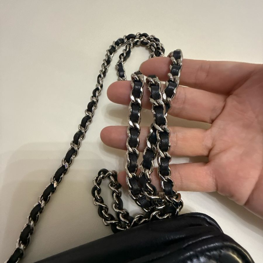 [Pre-owned] Chanel classic woc lambskin black/ silver-11