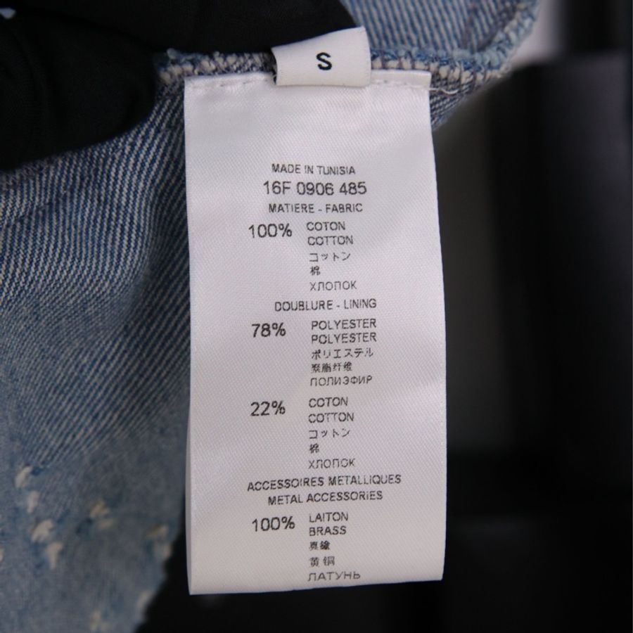 Givenchy 蓝色丹宁做旧破损十字架两口袋衬衫夹克上衣外套-18