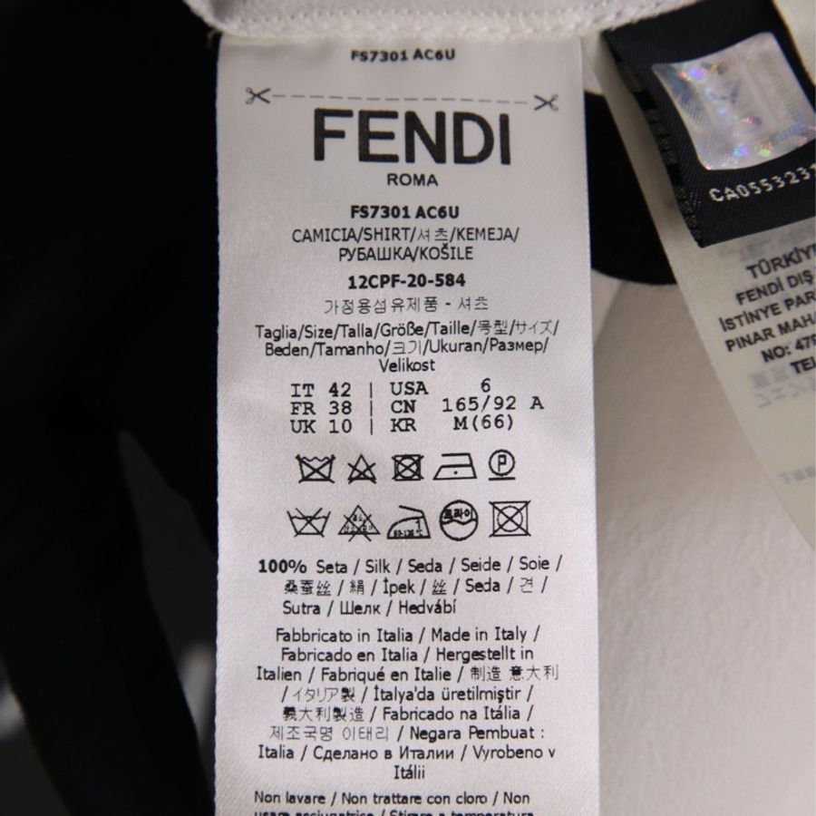 Fendi白色花边娃娃领透视长袖衬衫背心两件套上衣-26