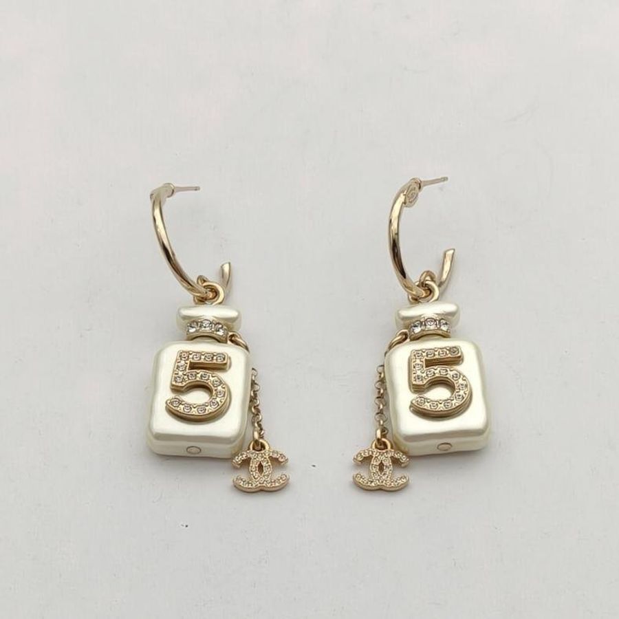 CHANEL 合金22S白色香水瓶耳環-1