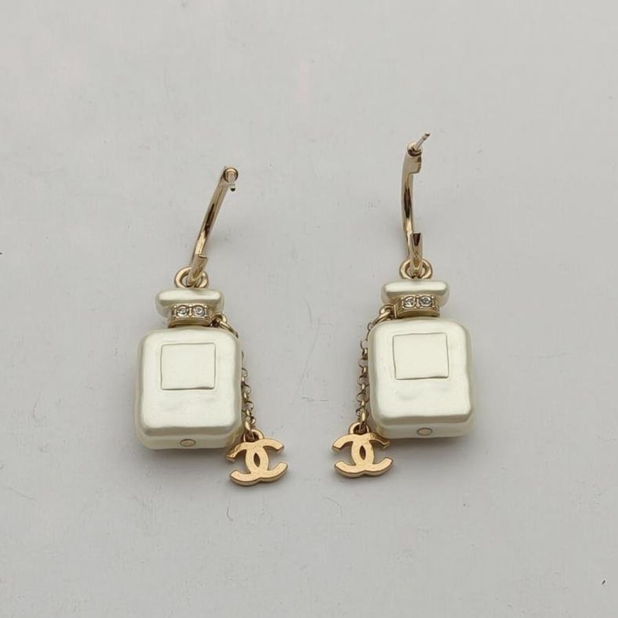 CHANEL 合金22S白色香水瓶耳環-3