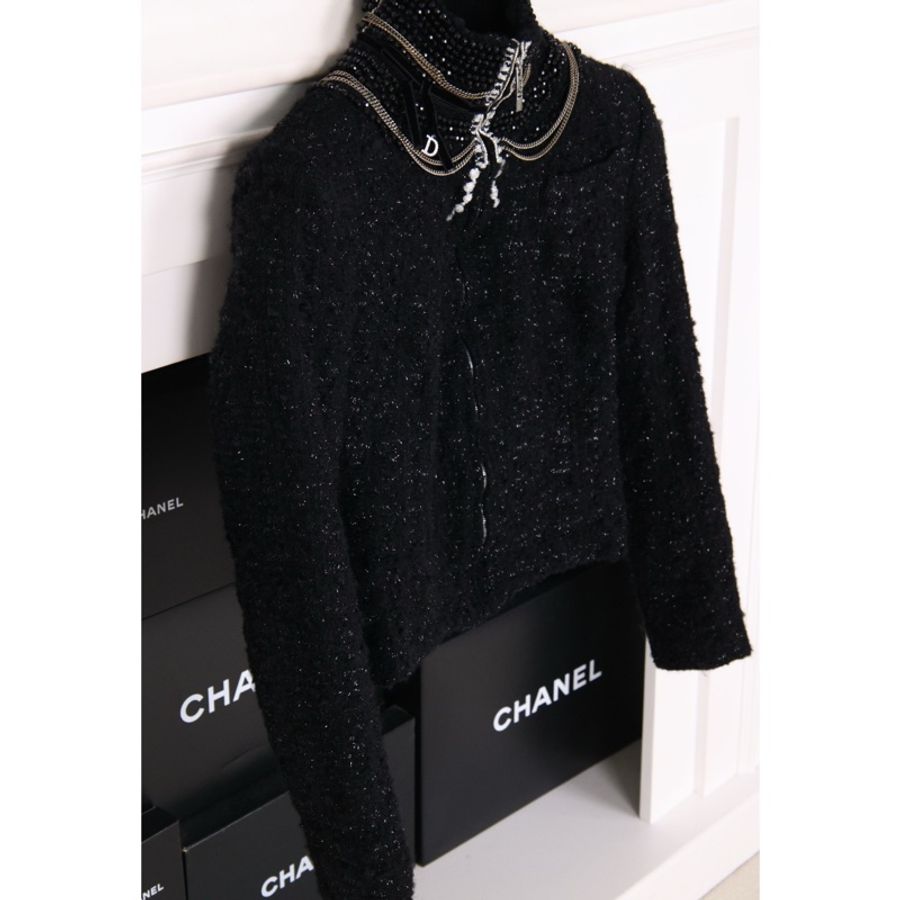 Dior 04年黑色重工满天星马赛项圈上衣外套-7
