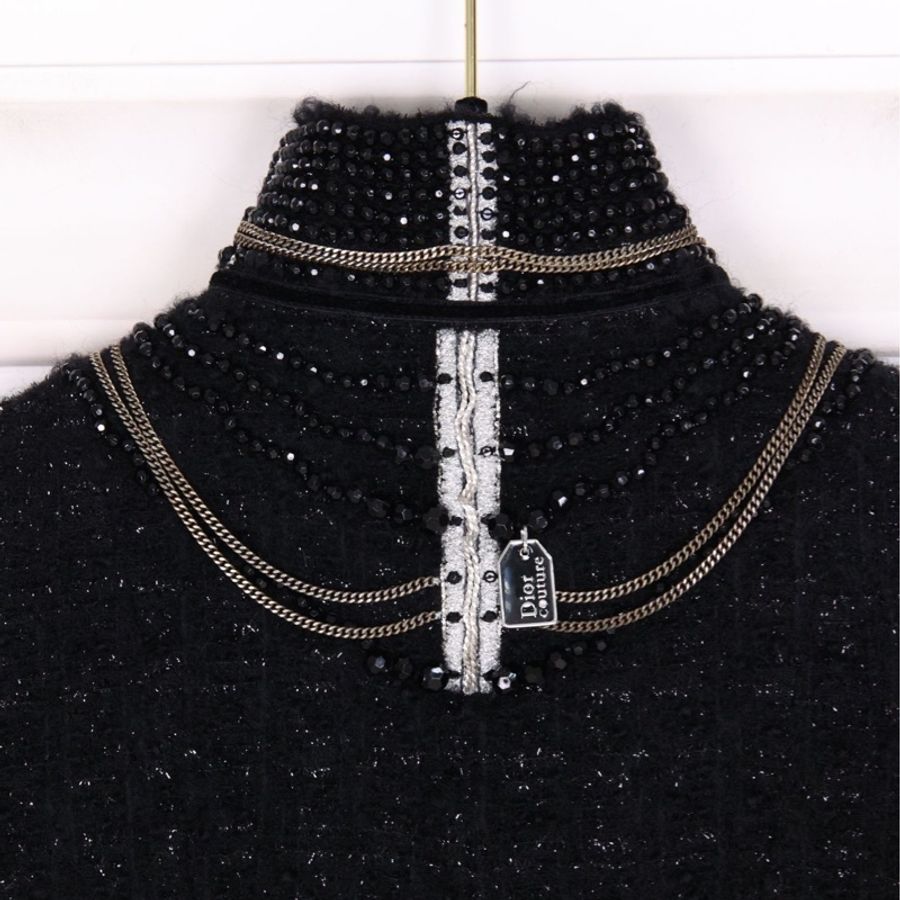 Dior 04年黑色重工满天星马赛项圈上衣外套-11