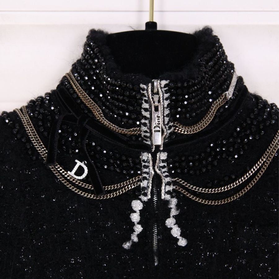 Dior 04年黑色重工满天星马赛项圈上衣外套-12