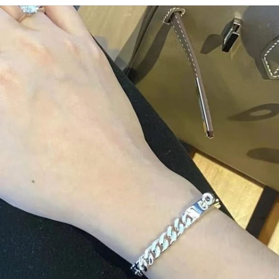 Hermes Kelly Gourmette Silver bracelet-2